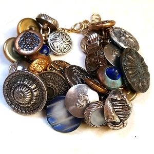 Vintage & Antique Brass Button Charm Bracelet
